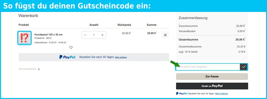 onbest-shop Gutschein einfuegen und sparen blau