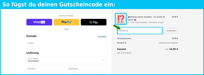 snackonomy Gutschein einfuegen und sparen blau
