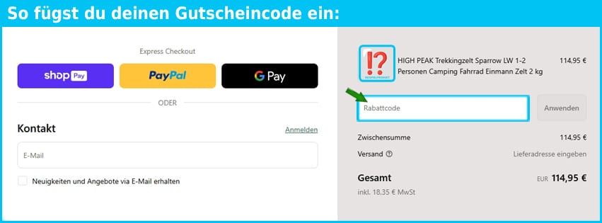 trekvogel Gutschein einfuegen und sparen blau
