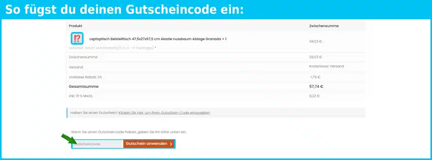 baumkantentische.de Gutschein einfuegen und sparen blau