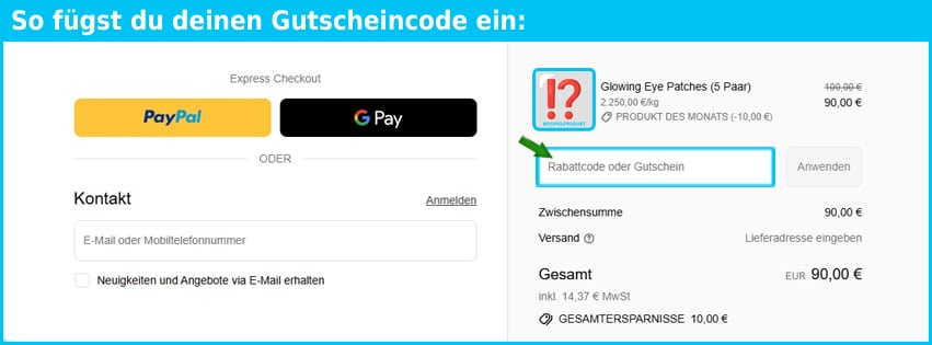 docberger Gutschein einfuegen und sparen blau