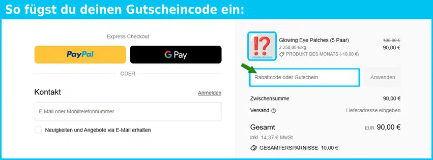 docberger Gutschein einfuegen und sparen blau