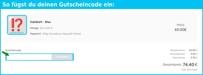 druckstdu Gutschein einfuegen und sparen blau