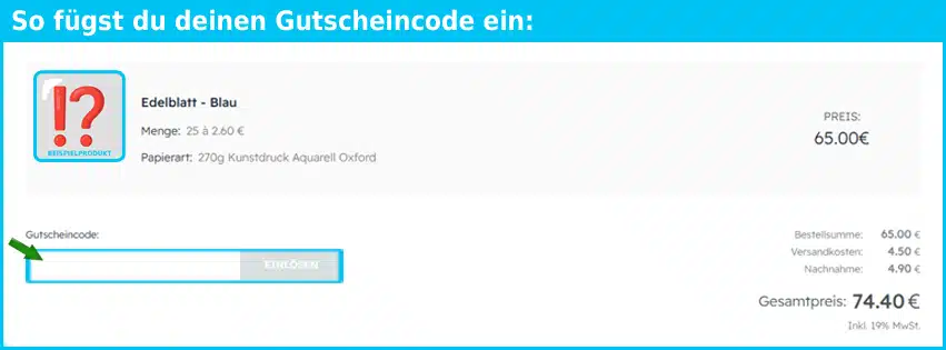 druckstdu Gutschein einfuegen und sparen blau