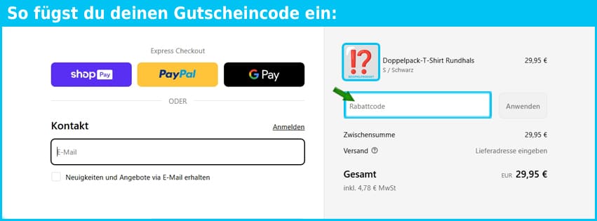 hajo Gutschein einfuegen und sparen blau
