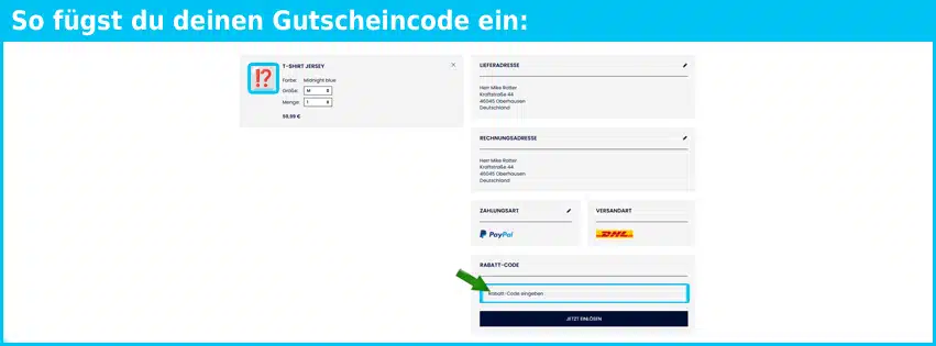 hechter Gutschein einfuegen und sparen blau