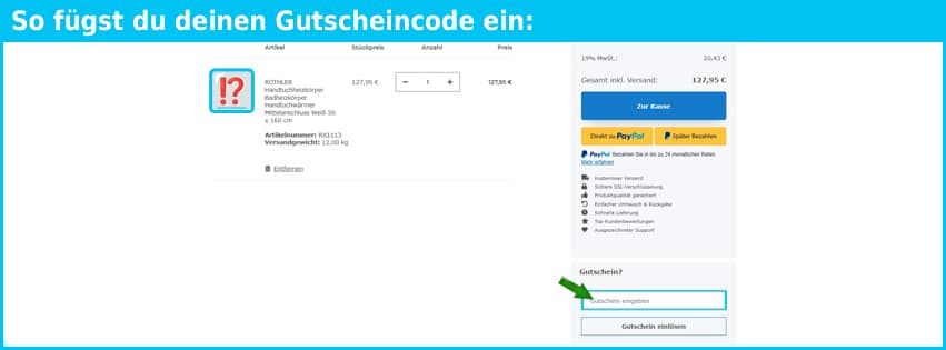 rothler Gutschein einfuegen und sparen blau