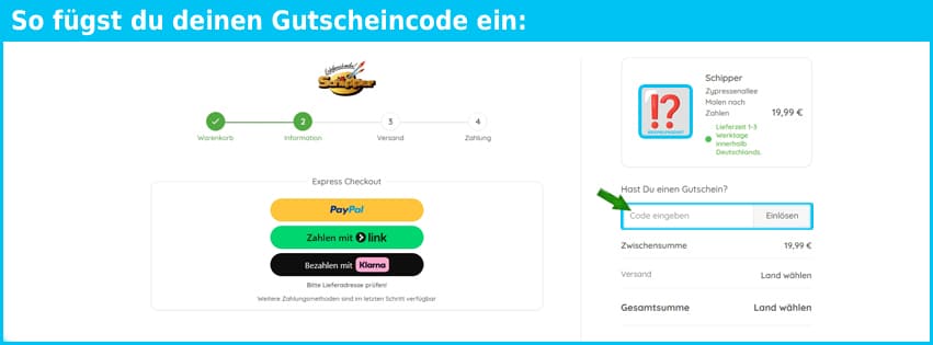 schipper Gutschein einfuegen und sparen blau