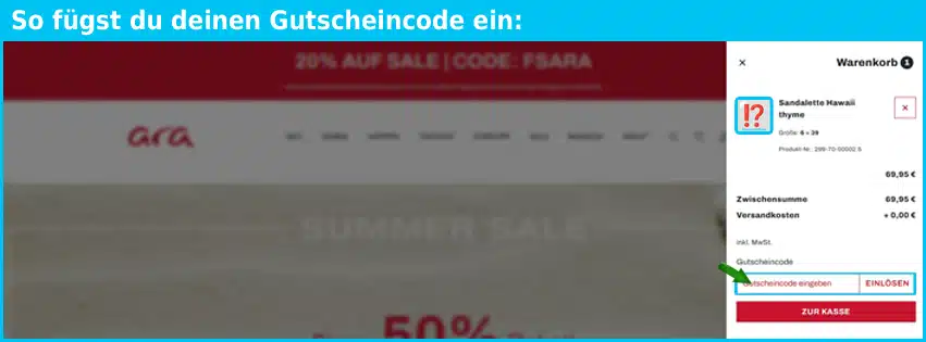 ara-shoes Gutschein einfuegen und sparen blau