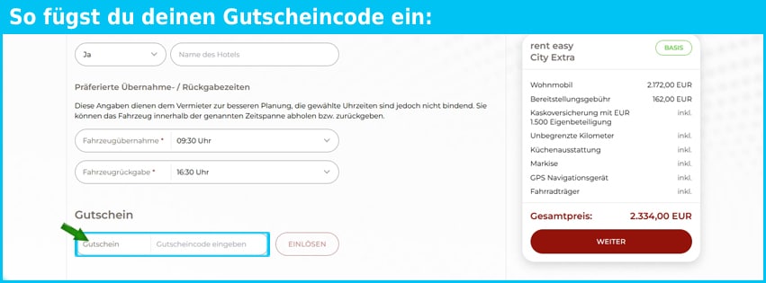 bestcamper Gutschein einfuegen und sparen blau