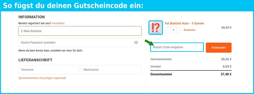 blimburnseeds Gutschein einfuegen und sparen blau