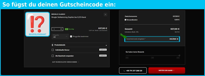 brogle Gutschein einfuegen und sparen blau