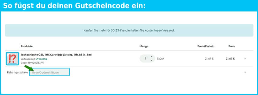 canatura Gutschein einfuegen und sparen blau