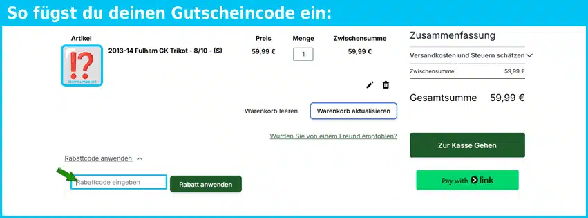 classicfootballshirts Gutschein einfuegen und sparen blau