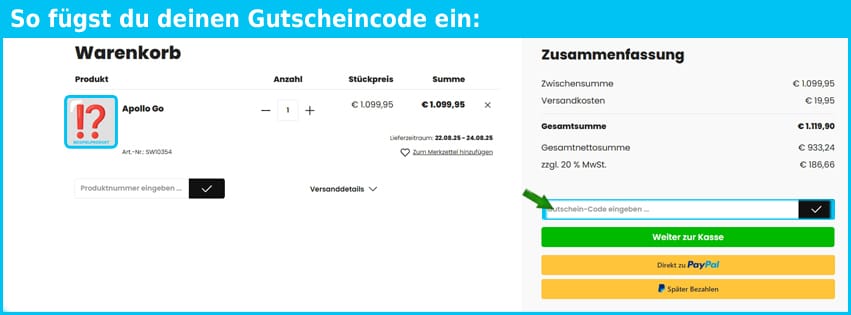 e-craft Gutschein einfuegen und sparen blau