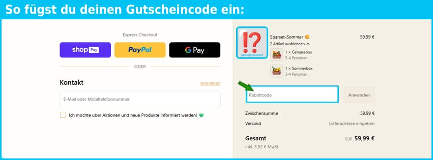 fruvi Gutschein einfuegen und sparen blau