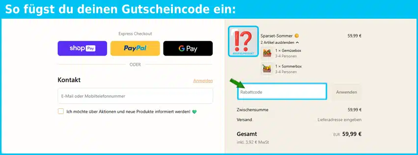 fruvi Gutschein einfuegen und sparen blau
