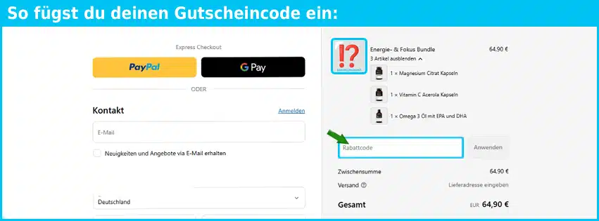 g-nutrition Gutschein einfuegen und sparen blau