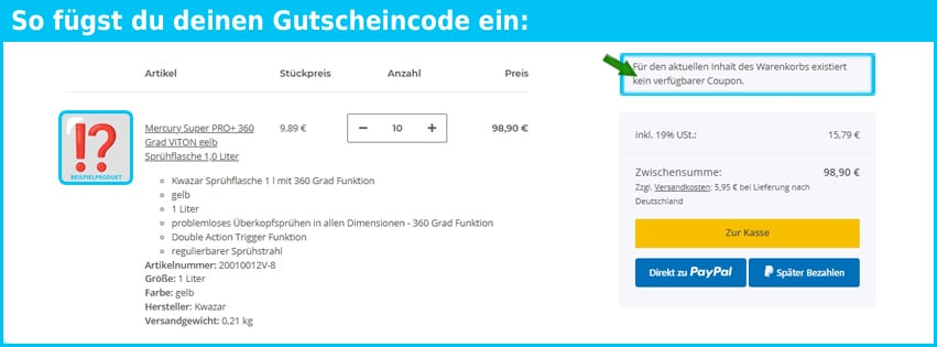 kwazar Gutschein einfuegen und sparen blau
