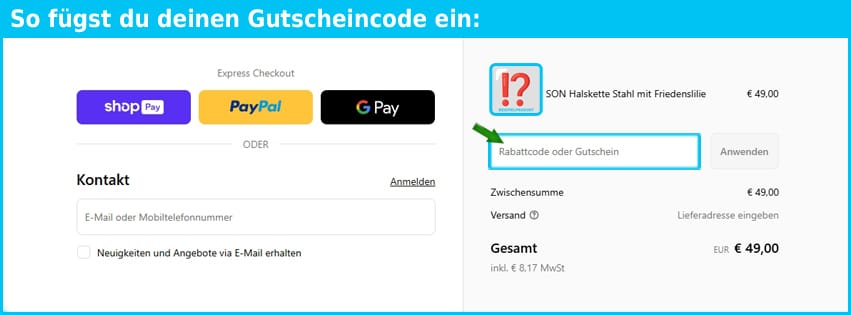 myfinejewellery Gutschein einfuegen und sparen blau