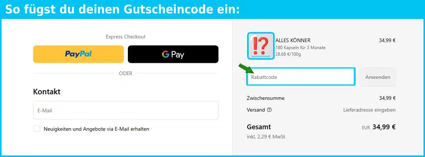 nutori Gutschein einfuegen und sparen blau