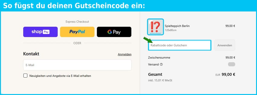 spielwende Gutschein einfuegen und sparen blau