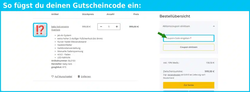 stoffhaus-hanke Gutschein einfuegen und sparen blau