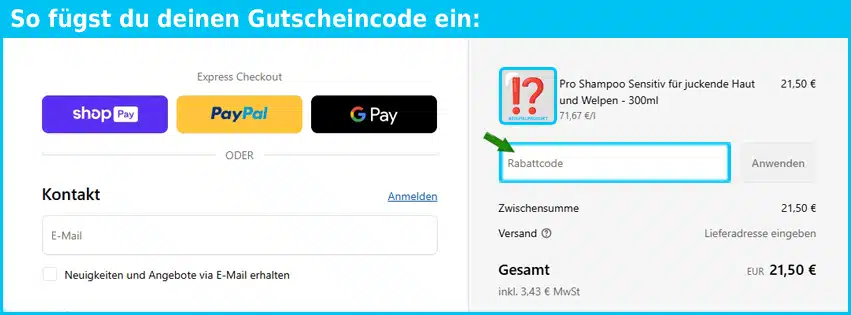 wildwash Gutschein einfuegen und sparen blau