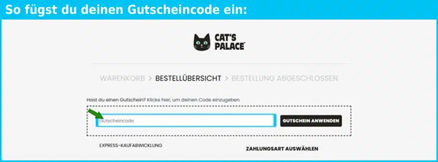 catspalace Gutschein einfuegen und sparen blau