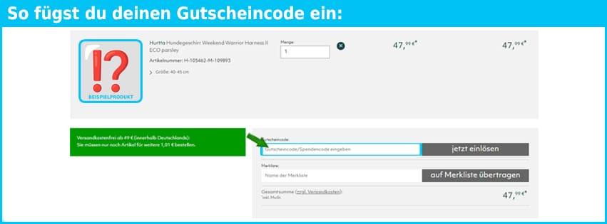 hurtta-deutschland Gutschein einfuegen und sparen blau