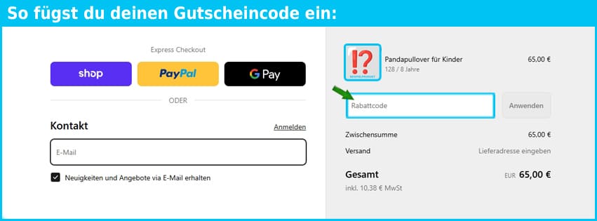 infantiumvictoria Gutschein einfuegen und sparen blau