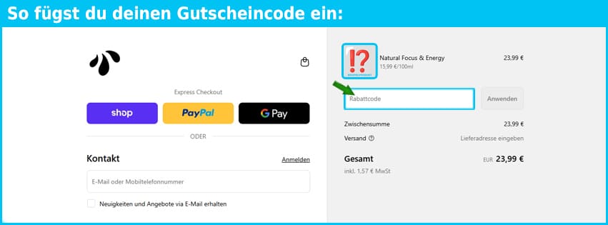liqvits Gutschein einfuegen und sparen blau