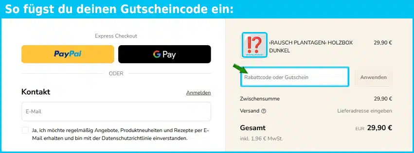 rausch Gutschein einfuegen und sparen blau