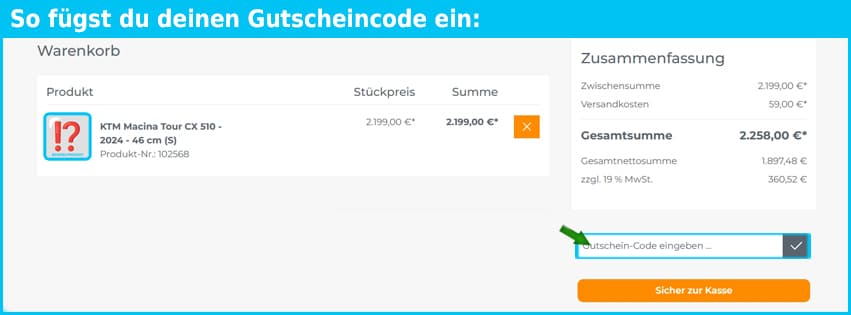 bikemove.de Gutschein einfuegen und sparen blau