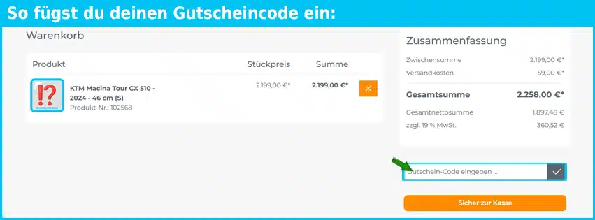 bikemove.de Gutschein einfuegen und sparen blau