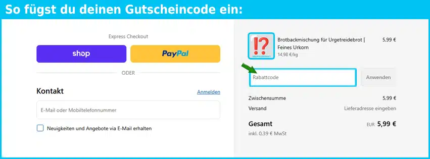 brotrausch Gutschein einfuegen und sparen blau