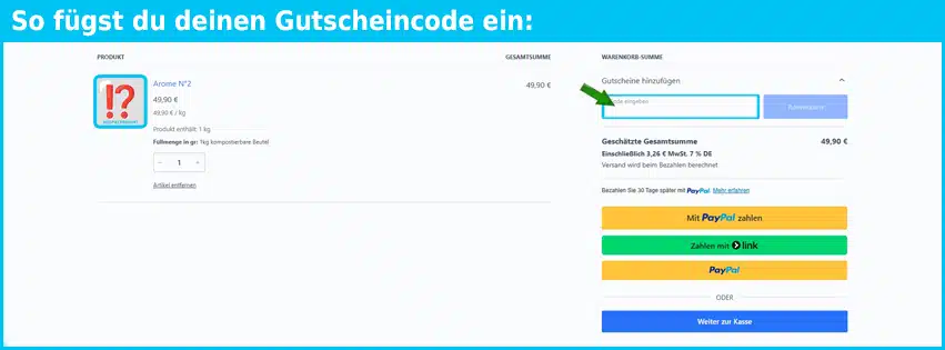 cafecarlier Gutschein einfuegen und sparen blau