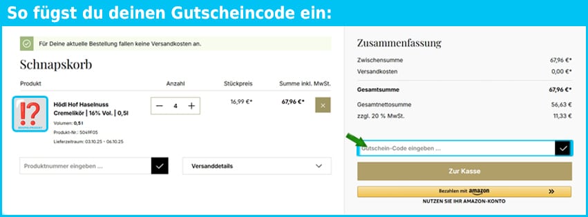 edelbrand Gutschein einfuegen und sparen blau