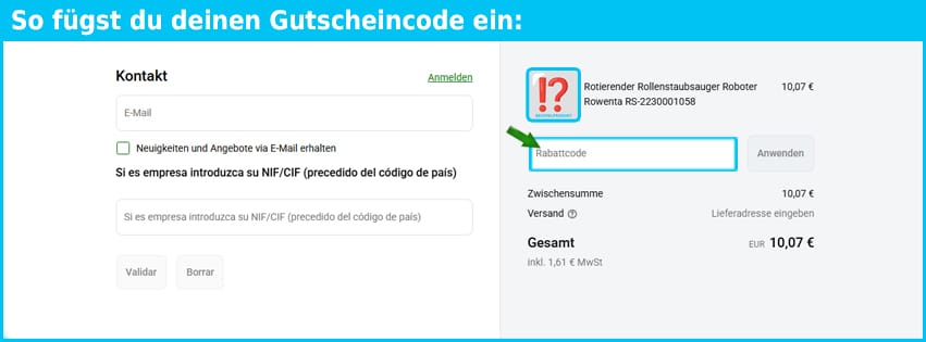 electrotodo Gutschein einfuegen und sparen blau