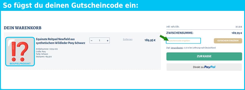 equinate Gutschein einfuegen und sparen blau