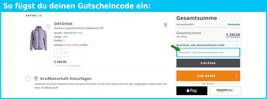 gigasport Gutschein einfuegen und sparen blau