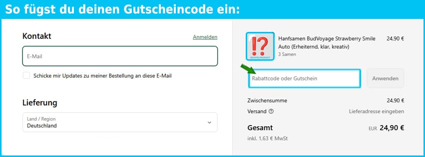 hansbrainfood Gutschein einfuegen und sparen blau