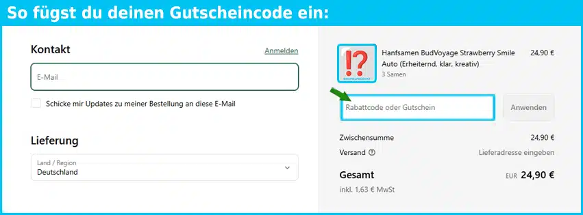 hansbrainfood Gutschein einfuegen und sparen blau