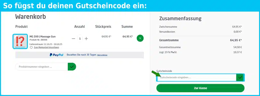 medisana Gutschein einfuegen und sparen blau
