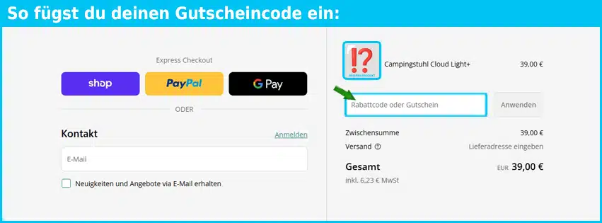 naturbummler Gutschein einfuegen und sparen blau