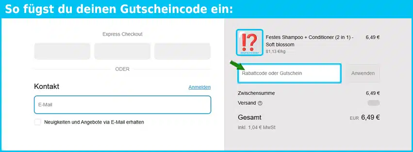 niyok Gutschein einfuegen und sparen blau