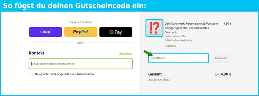 personalisierter-song.de Gutschein einfuegen und sparen blau