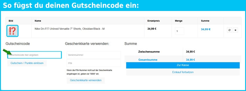 polleosport Gutschein einfuegen und sparen blau
