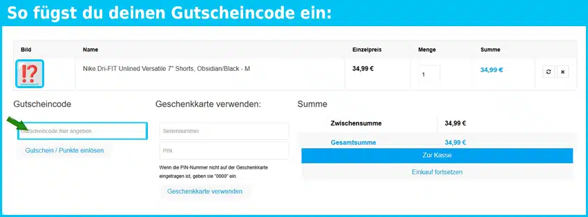 polleosport Gutschein einfuegen und sparen blau