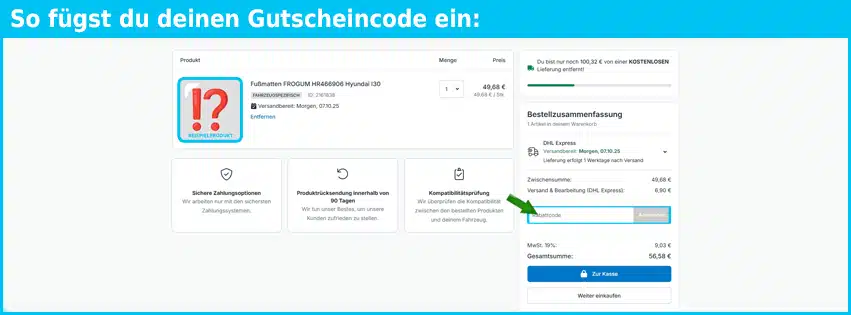 trodo Gutschein einfuegen und sparen blau